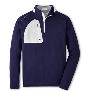 NWT Peter Millar "Verge" Quarter Zip Golf Pullover Navy Blue SMALL $145